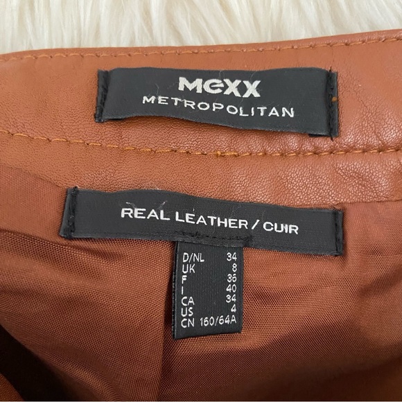 Brown Leather Mini Skirt - Picture 3 of 4